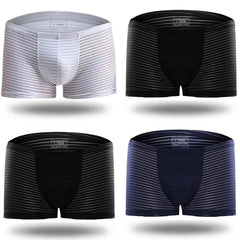 Men's Silky Sheer Striped Boxer Briefs 4-Pack - pridevoyageshop.com - gay men’s underwear and swimwear