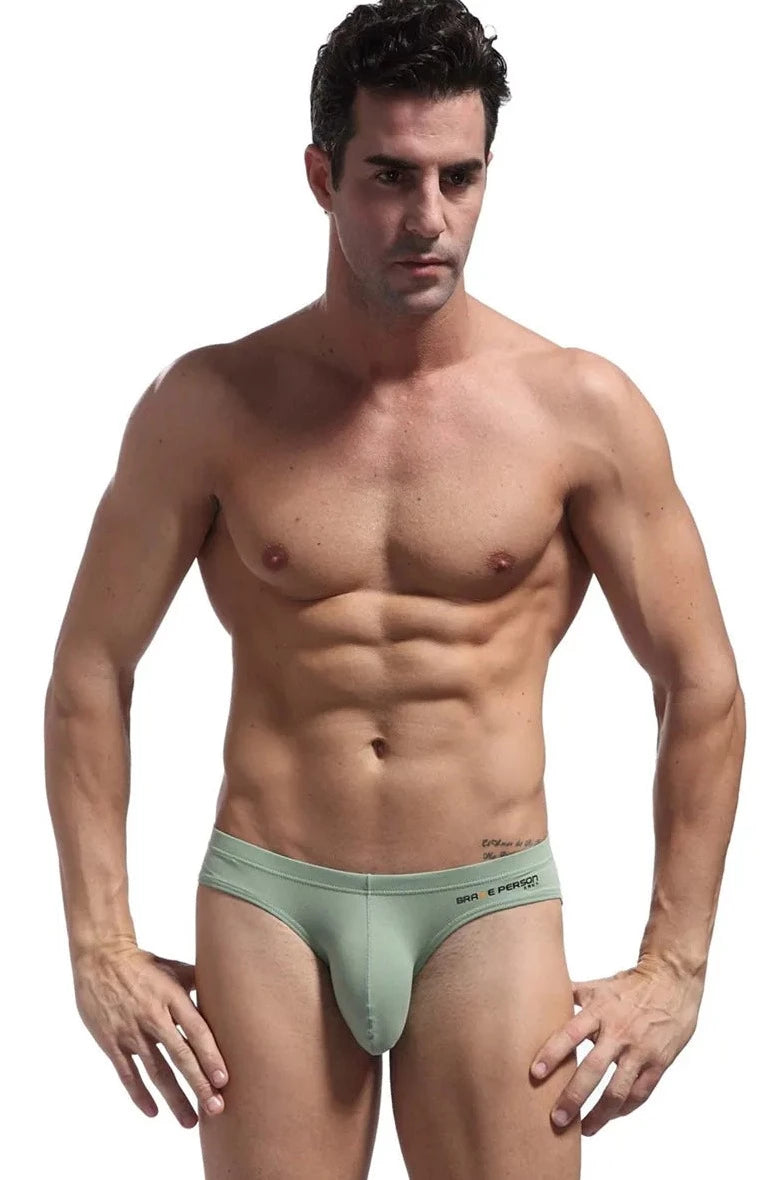 a hot gay man in light green Brave Person Hung Briefs - pridevoyageshop.com - gay men’s underwear and activewear