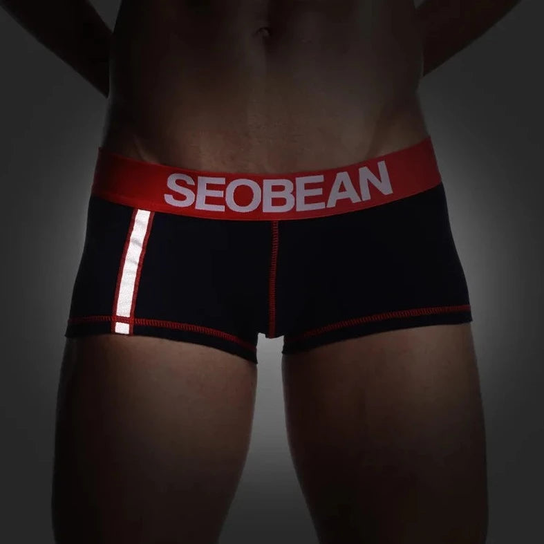 a hot gay man in dark blue SEOBEAN Men's Reflective Boxer Briefs - pridevoyageshop.com - gay men’s underwear and swimwear