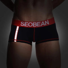a hot gay man in dark blue SEOBEAN Men's Reflective Boxer Briefs - pridevoyageshop.com - gay men’s underwear and swimwear