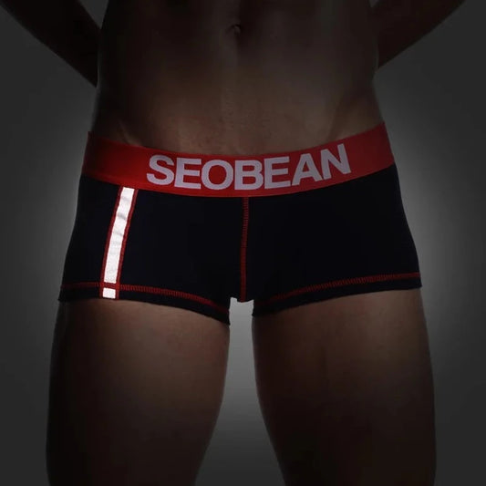 a hot gay man in dark blue SEOBEAN Men's Reflective Boxer Briefs - pridevoyageshop.com - gay men’s underwear and swimwear