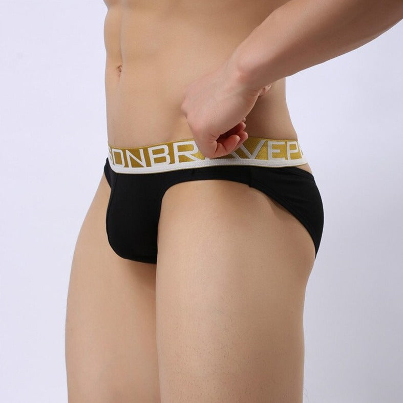 sexy gay man in black Brave Person Peep That Ass Briefs | Gay Men Underwear- pridevoyageshop.com - gay men’s underwear and swimwear