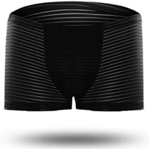 black Men's Silky Striped Sheer Boxers - pridevoyageshop.com - gay men’s underwear and swimwear