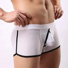 white Men's Mesh Cage Boxer Briefs - pridevoyageshop.com - gay men’s underwear and swimwear