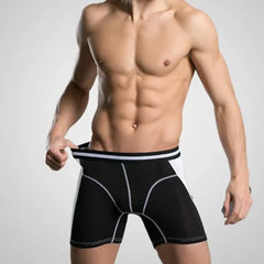 a sexy gay man in black Modal Long Athletic Boxer Briefs - pridevoyageshop.com - gay men’s underwear and swimwear
