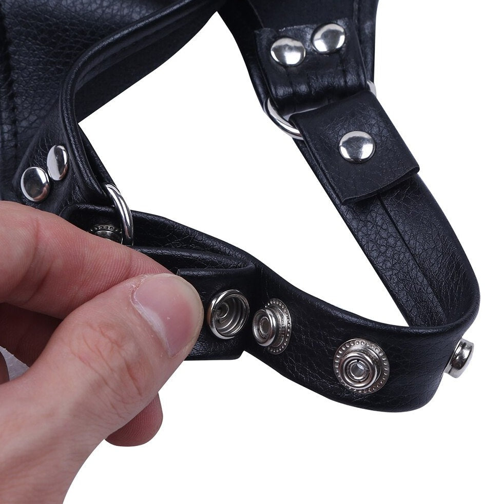 Details of Black Leather Chest Harness: Clubbing Wear for Guys- pridevoyageshop.com - gay men’s harness, lingerie and fetish wear