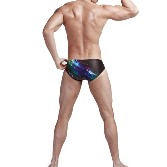 a sexy gay man in Men's Patterned Swim Briefs - pridevoyageshop.com - gay men’s underwear and swimwear