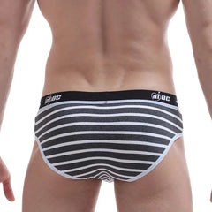 a hot gay man in White gray AIBC Man's Striped Briefs - pridevoyageshop.com - gay men’s underwear and swimwear