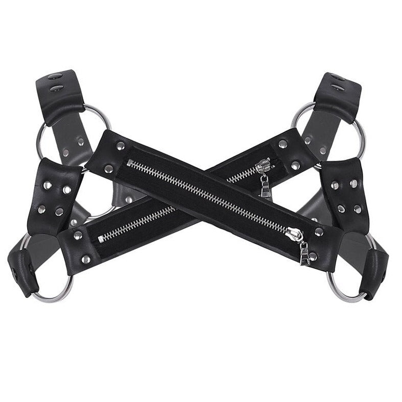 Zipper X-Gay Man Chest Harness | Gay Harness- pridevoyageshop.com - gay men’s harness, lingerie and fetish wear