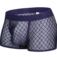 dark blue Men's Sexy Transparent Mesh Boxers | Gay Underwear- pridevoyageshop.com - gay men’s underwear and swimwear