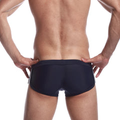 a sexy gay man in dark blue Men's Athletic Square Cut Swim Trunks - pridevoyageshop.com - gay men’s underwear and swimwear