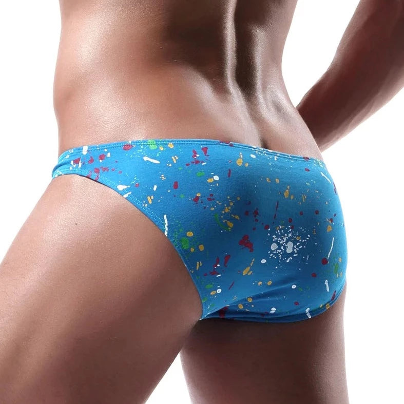 blue Gay Men's Graffiti Skinny Briefs - pridevoyageshop.com - gay men’s underwear and swimwear