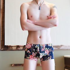 hot gay man in dark Sicilian Floral Print Tight Boxers | Gay Underwear- pridevoyageshop.com - gay men’s underwear and swimwear