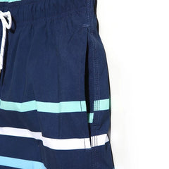 details of navy Horizon Hues Striped Board Shorts - pridevoyageshop.com - gay men’s underwear and swimwear