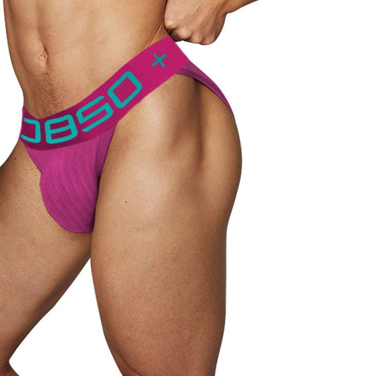 a man in rose red OBSO - Men's Low Rise Bikini Briefs: Sexy Male Underwear - pridevoyageshop.com - gay men’s underwear and swimwear