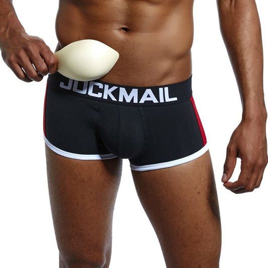 black Jockmail Packing Underwear Boxers | Gay Underwear- pridevoyageshop.com - gay men’s underwear and swimwear