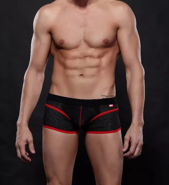black WJ Gay Men's Mesh Boxer Briefs - pridevoyageshop.com - gay men’s underwear and swimwear
