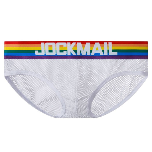 Jockmail White Mesh Men's Brief Underwear - pridevoyageshop.com - gay men’s underwear and swimwear