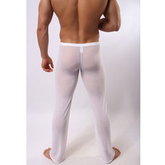 a hot gay man in white Mens Mesh Sheer Stretch Lounge Pants | Gay Loungewear & Pajamas - pridevoyageshop.com - gay pajamas, gay loungewear, gay sleepwear