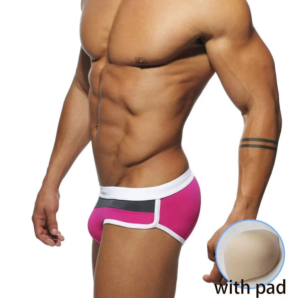 a hot gay man in pink Men's Tricolor Swim Briefs - pridevoyageshop.com - gay men’s underwear and swimwear