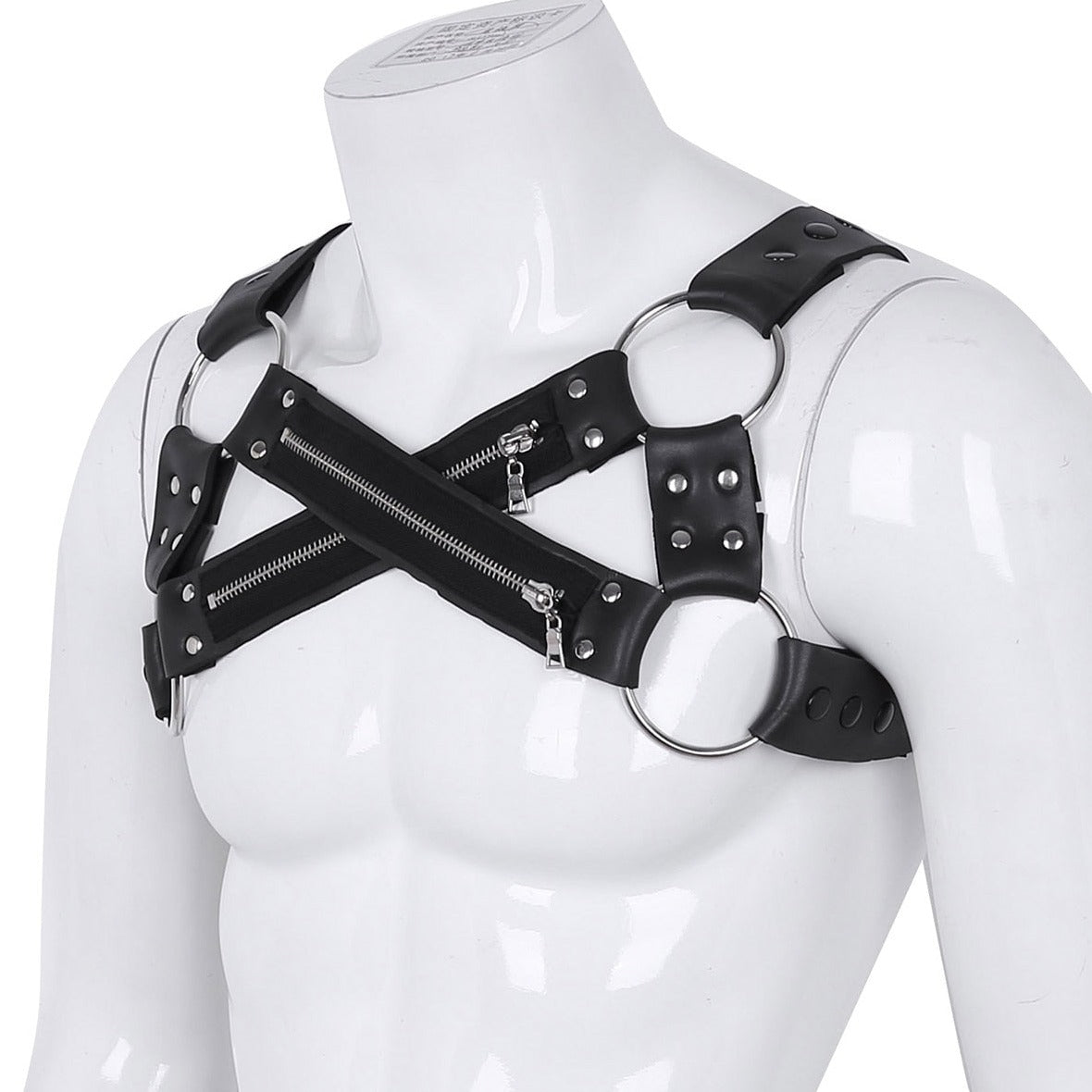 details of Zipper X-Gay Man Chest Harness | Gay Harness- pridevoyageshop.com - gay men’s harness, lingerie and fetish wear