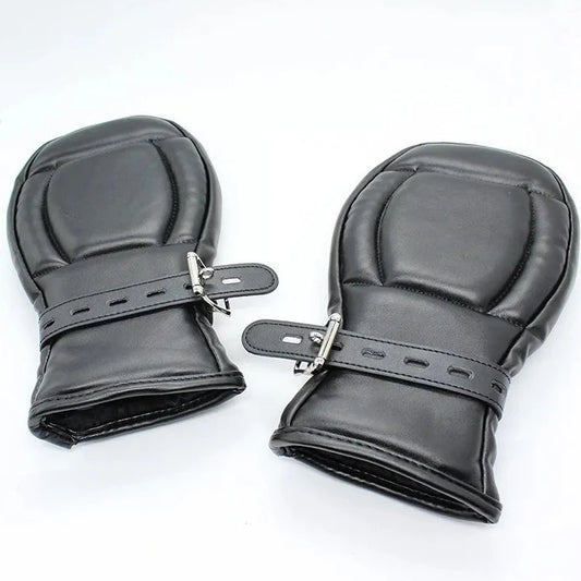 black Padded Puppy Paw Lockable Mitts - pridevoyageshop.com - gay men’s bodystocking, lingerie, fishnet and