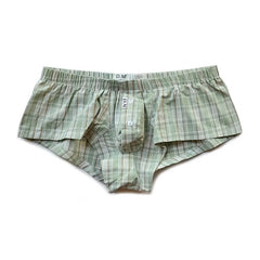 green DM Low Rise Breathable Plaid Home Boxer Briefs - pridevoyageshop.com - gay men’s underwear and activewear