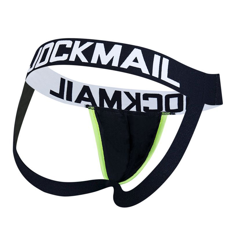 black Jockmail Men's Racing Stripe Jockstrap & Jock Strap for Men- pridevoyageshop.com - gay men’s underwear and swimwear