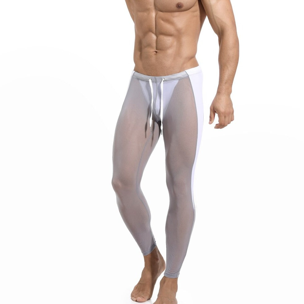 sexy gay man in gray Gay Leggings | Men's Breathable Mesh Leggings - pridevoyageshop.com - gay men’s underwear and activewear