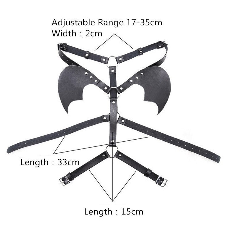 details of Cheeky Little Devil Wing Faux Leather Harness | Gay Harness- pridevoyageshop.com - gay men’s harness, lingerie and fetish wear