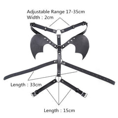 details of Cheeky Little Devil Wing Faux Leather Harness | Gay Harness- pridevoyageshop.com - gay men’s harness, lingerie and fetish wear