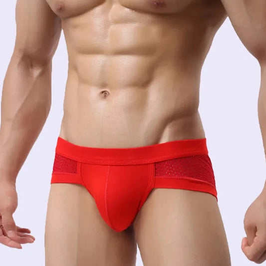 a hot gay man in red Men's Low Rise Breathable Mesh Briefs - pridevoyageshop.com - gay men’s underwear and swimwear