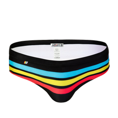 black Gay Swimwear | Vibrant Stripes Swim Briefs- pridevoyageshop.com - gay men’s underwear and swimwear
