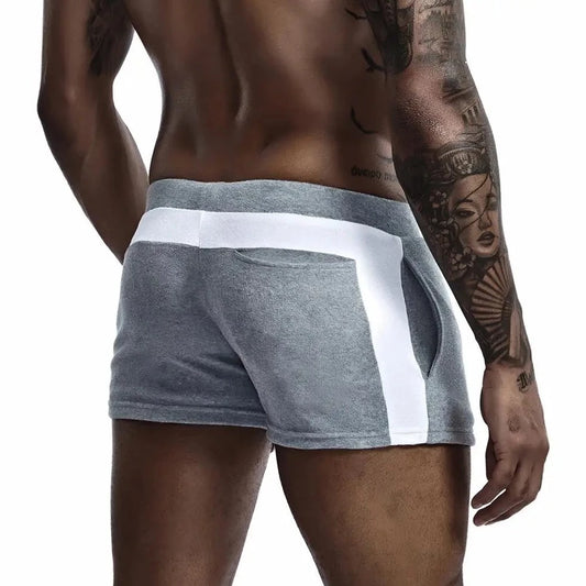 a hot gay man in gray Men's Terry Cloth Basic Shorts - pridevoyageshop.com - gay men’s underwear and swimwear