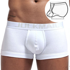 white Jockmail Classic Cock Ring Boxers | Gay Underwear- pridevoyageshop.com - gay men’s underwear and swimwear