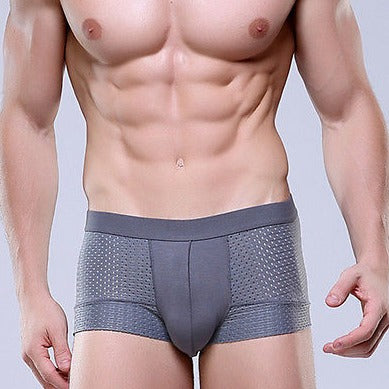 hot man in gray Men's Breathable Mesh Pouch Boxer Brief | Gay Underwear- pridevoyageshop.com - gay men’s underwear and swimwear