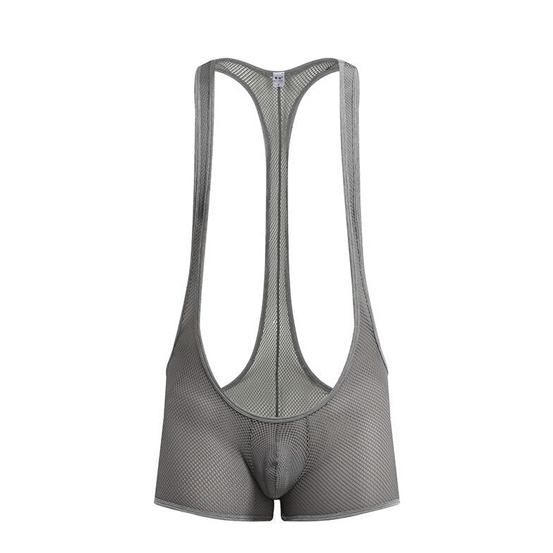 gray Gay Singlet and Bodysuit | See Through Wrestling Singlets - Men's Singlets, Bodysuits, Rompers & Jumpsuits - pridevoyageshop.com