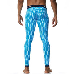 sexy gay man in Blue Stars Gay Leggings | Men's WFH Thermal Leggings - pridevoyageshop.com - gay men’s underwear and activewear