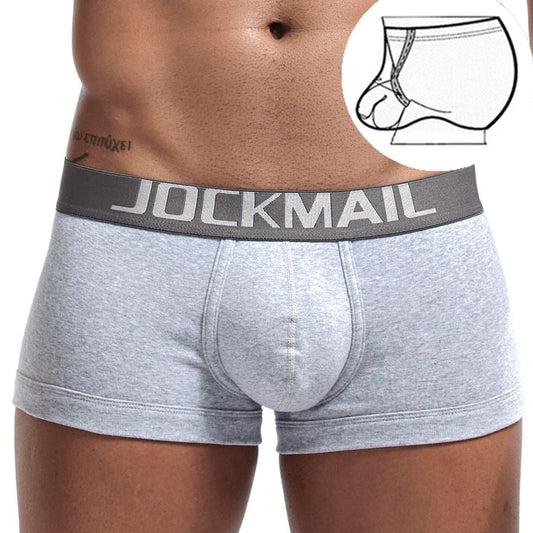 gray Jockmail Classic Cock Ring Boxers | Gay Underwear- pridevoyageshop.com - gay men’s underwear and swimwear