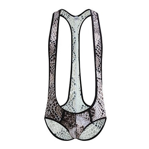 snake Gay Bodysuit and Singlet | Men's Kinky Camo Wrestling Bodysuit - Men's Singlets, Bodysuits, Leotard & Unitard - pridevoyageshop.com