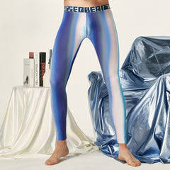 sexy gay man in Aurora Blue Gay Leggings | Seobean Aurora Gradient Workout Leggings - pridevoyageshop.com - gay men’s underwear and activewear