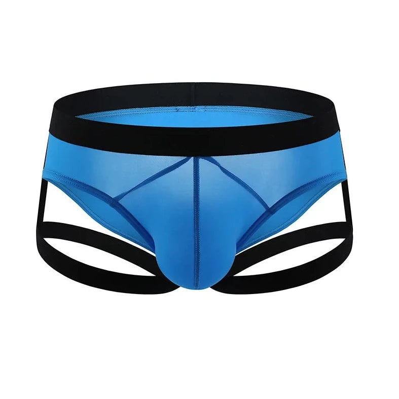 blue Gay Men's Bold Garter Briefs - pridevoyageshop.com - gay men’s underwear and swimwear