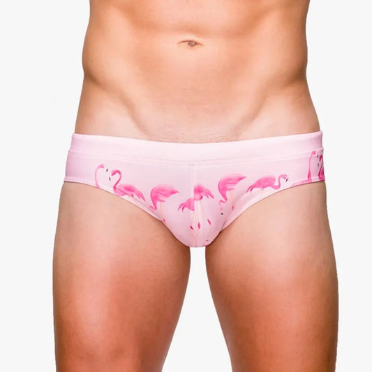 a hot gay man in pink Men's Flamingo Swim Briefs - pridevoyageshop.com - gay men’s underwear and swimwear