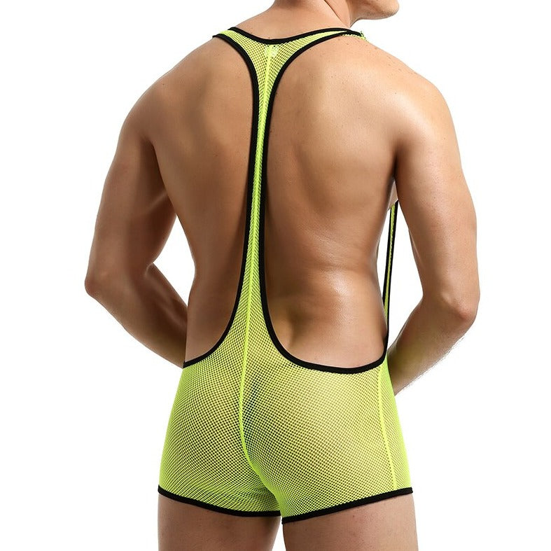 sexy gay man in yellow Gay Singlet and Bodysuit | See Through Wrestling Singlets - Men's Singlets, Bodysuits, Rompers & Jumpsuits - pridevoyageshop.com