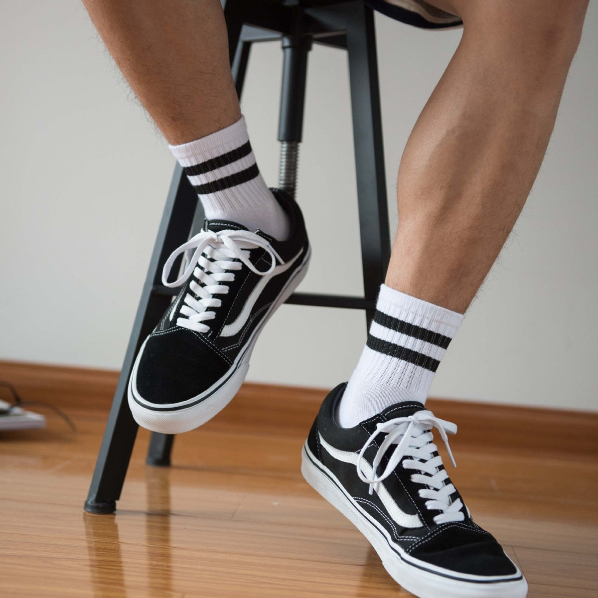 black strap Vintage Short Sports Socks for Men: Best Choice for Gay White Socks- pridevoyageshop.com - gay men’s harness, lingerie and fetish wear