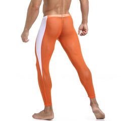 sexy gay man in orange Gay Leggings | Men's Breathable Mesh Leggings - pridevoyageshop.com - gay men’s underwear and activewear