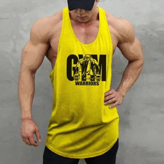 hot gay muscle hunk in yellow Gay Tops | Mens Mesh Stringer Tank Tops - pridevoyageshop.com - gay men’s gym tank tops, mesh tank tops and activewear