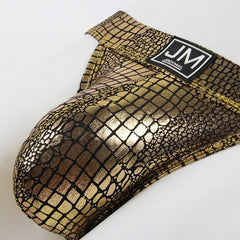 details of Gold Gay Jockstrap: Snakeskin Jockstrap & Erotic Gay Lingerie- pridevoyageshop.com - gay men’s underwear and swimwear
