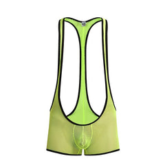 yellow Gay Singlet and Bodysuit | See Through Wrestling Singlets - Men's Singlets, Bodysuits, Rompers & Jumpsuits - pridevoyageshop.com