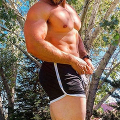 sexy gay hunks in Gay Shorts | Gay Bear Paw Gym Shorts - Men's Activewear, gym short, sport shorts, running shorts- pridevoyageshop.com